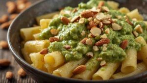 Pasta con crema di zucchine e mandorle cattolicivegetariani.it